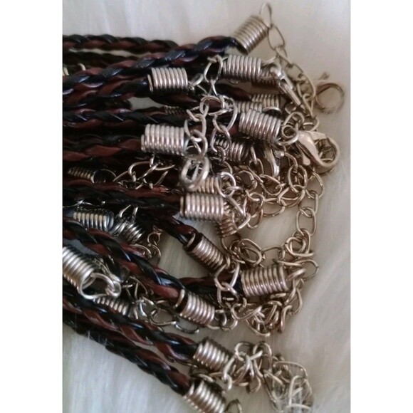 New Braided Faux Leather Necklace Cord for Pendants Black & Brown 17" + Extender - Picture 2 of 4